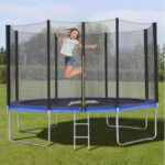 12ft Trampoline With Ladder & with Safety Enclosure Net, Outdoor Trampoline with Heavy Duty Jumping Mat and Spring Cover Padding for Kids & Adults