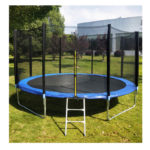 8Ft Trampoline With Ladder & with Safety Enclosure Net，Outdoor Trampoline with Heavy Duty Jumping Mat and Spring Cover Padding for Kids & Adults