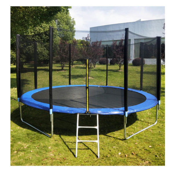8Ft Trampoline With Ladder & with Safety Enclosure Net，Outdoor Trampoline with Heavy Duty Jumping Mat and Spring Cover Padding for Kids & Adults